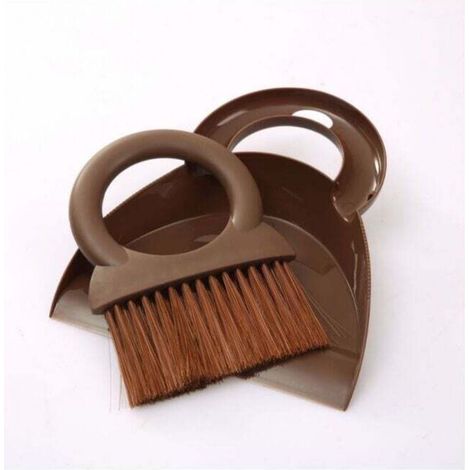 (Brown) Dustpan and Brush Set Multifunctional Cleaning Tool Mini Round Handle Broom Dustpan Dustpan Dustpan for Home Kitchen MUMU (1/4)