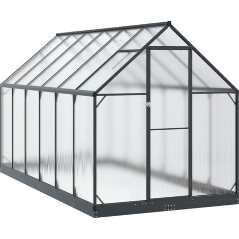 Garten Gewächshaus mit Tür Anthrazit 183,5 x 363,5 x 207 cm vidaXL