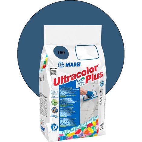 Mapei – Joint de carrelage ULTRACOLOR PLUS 5 Kg – Résistant à la moisissure BioBlock® – Hydrofuge DropEffect® – Pour joints jusqu'à 20 mm – Couleur 169 bleu acier