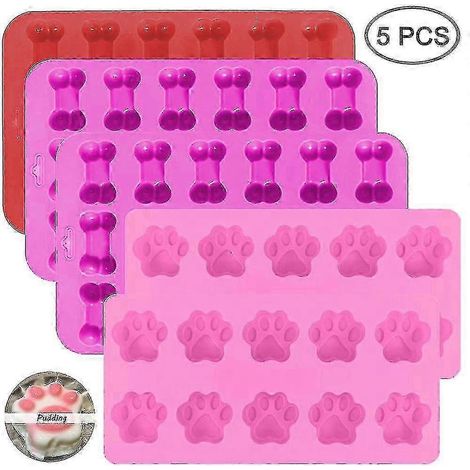 Un ensemble de 5 empreintes de pattes de chiot en silicone et d'os, livraison gratuite. (1/3)