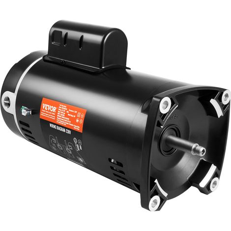 Moteur de pompe de piscine 2 CV, 56Y, 230 V (7,8 A) 3450 tr/min, facteur de service 1,3, condensateur 50 μF/250 V, moteur de remplacement à bride carrée à rotation CCW pour pompes de piscines (1/5)