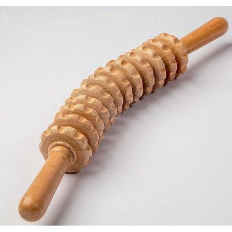 Rodillo de masaje de madera curvado, drenaje linfático, rodillo de masaje muscular de madera, mejora la celulitis (rodillo curvado). (1/4)