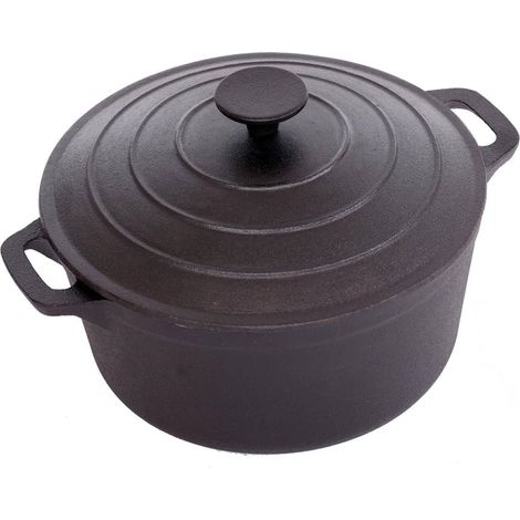 Oypla Non Stick 4L Cast Iron Casserole Dish Pan with Lid (1/5)