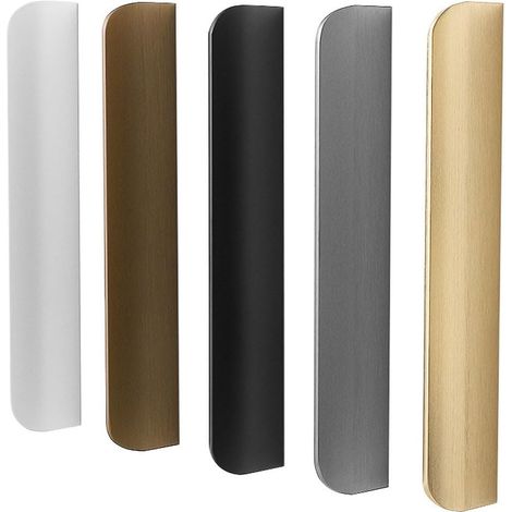 JSSEVN - Set of 4 concealed furniture handles, made of aluminum, hole spacing: 256 mm, light grey, for cupboards, doors, drawers (1/5)