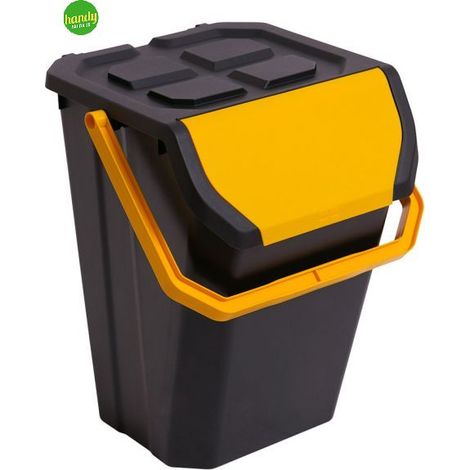 Pattumiera 37L nera con coperchio manico giallo mod. Frida Toomax (1/3)