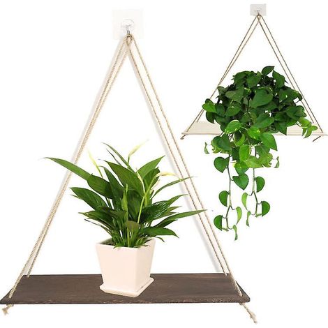 couleur Originale Du Bois, Lot De 2jardinire Suspendue Et Dcoration Murale Gomtrique Pour Petite Plante, Plante Succulente Et Bien Plus Encore,san (1/5)