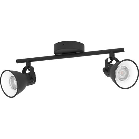 Plafonnier Seras 1, lampe de plafond 2 flammes style industriel (1/5)