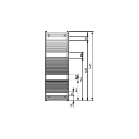 VN-DION Badheizk. gebogen H 1500 BL 600 BH 1470x120x600mm weiß
