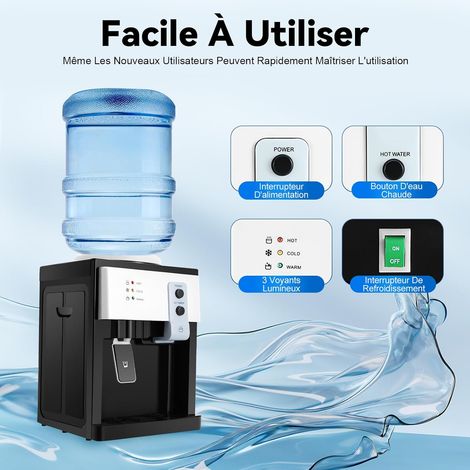 Fontaine à Eau Chaude et Froide, Distributeur d'eau Électrique Compact de Table, Refroidisseur d'eau Potable, Compatible Bonbonnes 4,5 à 18,9 L, pour Bureau Maison Cuisine Chambre (1/5)