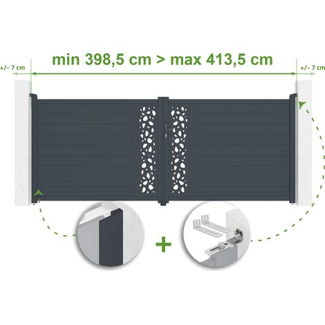 Puerta batiente regulable ancho SUNNY 4m Alt.160cm aluminio Gris antracita (1/4)
