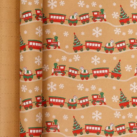 Papier cadeau de Noël (43 cm de large x 3 m de long), grand format, papier kraft écologique.