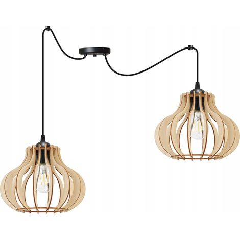 LÁMPARA COLGANTE, LÁMPARA DE TECHO, MADERA, PANTALLA LED