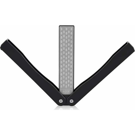 Doppelseitiger Diamant-Schärfstein (Körnung 400/600), Klappmesserschärfer, Taschenschärfstein für Küche, Garten, Camping und Outdoor-Aktivitäten – Schwarz (1/5)