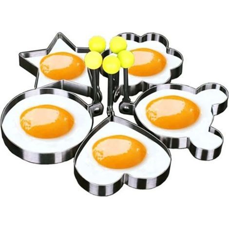 5-teiliges Edelstahl-Omelett-Set, Eierringe, Spiegeleiringe, Crêperinge für Spiegeleier (1/5)