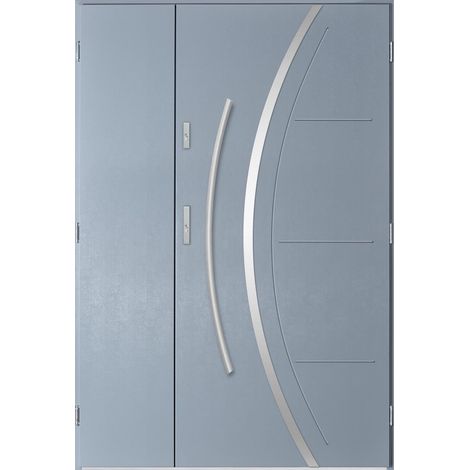 Porte d'entrée double FELIX 130x200 cm anthracite clair - Poignée et serrure : Sans - Poussant: Droit