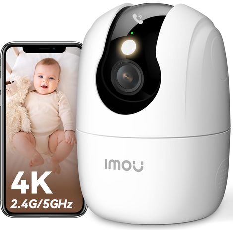 4K(8MP) Caméra Surveillance WiFi Intérieur 360°, Wi-Fi 6 Double-Bande(2.4G/5GHz), Vision Nocturne Couleur, Détection de Personnes/Animaux,Suivi Intelligent pour Bébé/Chien/Maison (1/5)