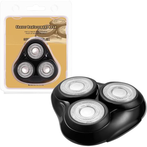 Universal Replacement Rotary Razor Head for Shavers  For R3, R4, R5, R6, R7, R8, SP-TF2 and FC1000-SP-FC3 grills/blades (Black 1 unit) (1/5)