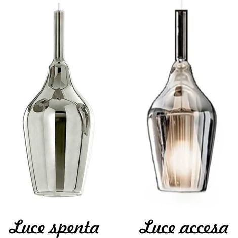 Lampadario moderno gea luce ofelia mini s12 g9 led metallo vetro sospensione, vetro cromo specchiato