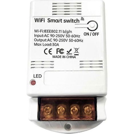 Interrupteur intelligent WiFi, module relais 30 A, contrôleurs d'interrupteurs intelligents, domotique, temporisation marche/arrêt, commande vocale (1/5)
