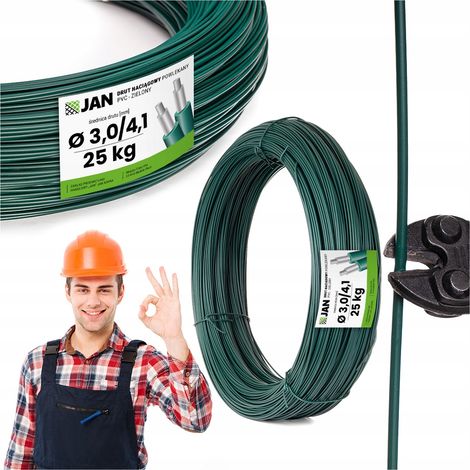 Fil chemisé vert, tendeur, verger, PVC OC 4.1, pour maille de 25 kg, 350 m