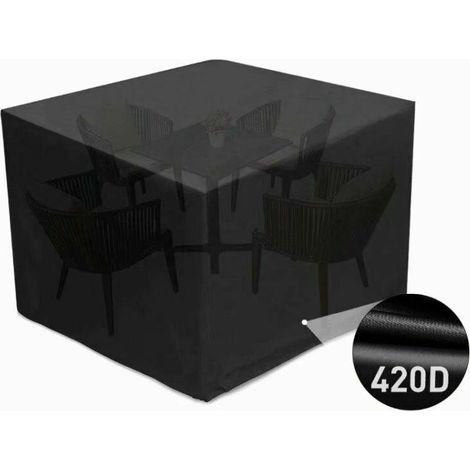 Copertura per mobili da giardino, telo protettivo impermeabile 420D per tavolo/mobili, impermeabile, anti-UV, antipolvere, anti-invecchiamento, anti-strappo (nero)