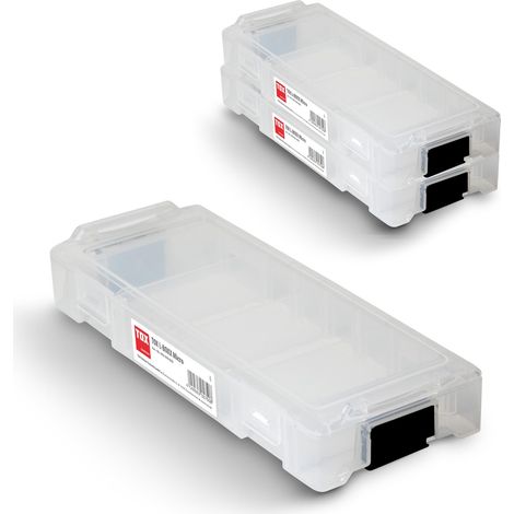 Coffret Micro en kit, empilable et encliquetable avec le système, divisible en 8 compartiments, rangement pour chevilles et vis, transparent, kit de 3 pièces, 094909144 (1/4)