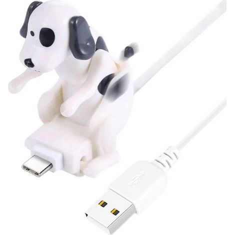 Câble de charge rapide USB Type-C pour smartphone, motif chien rigolo en train de s'accoupler, 1,2 m, blanc.