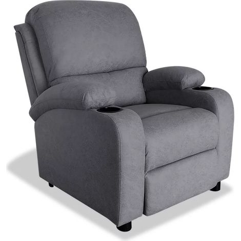 Sillón relax manual Siesta tapizado gris, 75cm(Ancho) 85cm (Fondo) 98cm(Alto) (1/4)