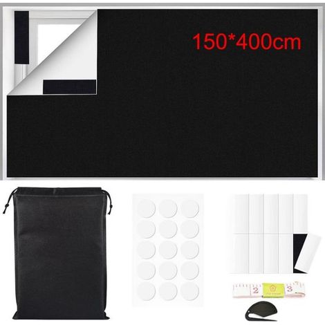 Tragbare Verdunkelungsvorhänge für den Balkon, ohne Löcher, zuschneidbar, zum Selbermachen, selbstklebender Verdunkelungs-Sonnenschutz – schwarz und silber – 150 x 400 cm (1/5)