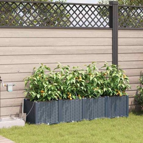 42002893 Cache-pot de jardin 4 pcs Gris Clair Acier (1/5)