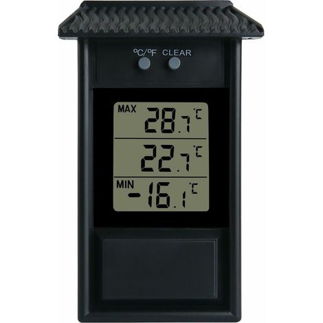 Gewächshaus-Thermometer, wasserdicht, digitaler Min.-Gewächshaus-Thermometer-Monitor, 0,1 °C Auflösung, -20 bis 50 °C Temperaturbereich, batteriebetrieben (schwarz)