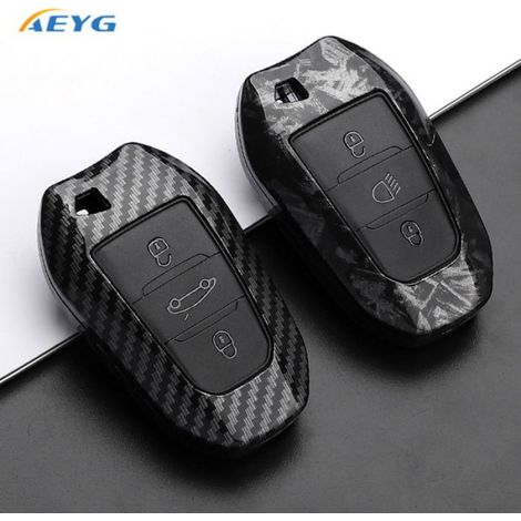 Housse de clé de voiture en Fiber de carbone ABS,pour Peugeot 308 408 508 2008 3008 4008 5008 pour citroën C4 C6 C3-XR-Carbon 3B (1/4)