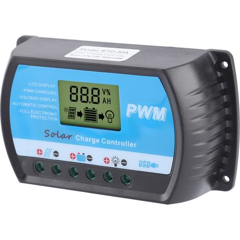 12V/24V PWM-Solarregler mit LCD-Bildschirm und USB-Anschluss (10A) (1/5)