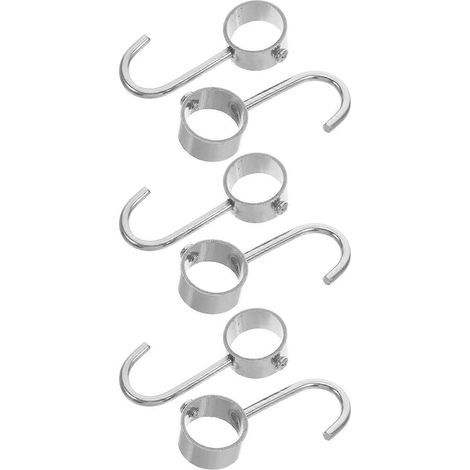 Six crochets de penderie en acier inoxydable de 25 mm, adaptés aux cordes à linge, crochets tubulaires ronds, conception coupe-vent, peuvent être utilisés pour suspendre des serviettes et des ustensil (1/5)