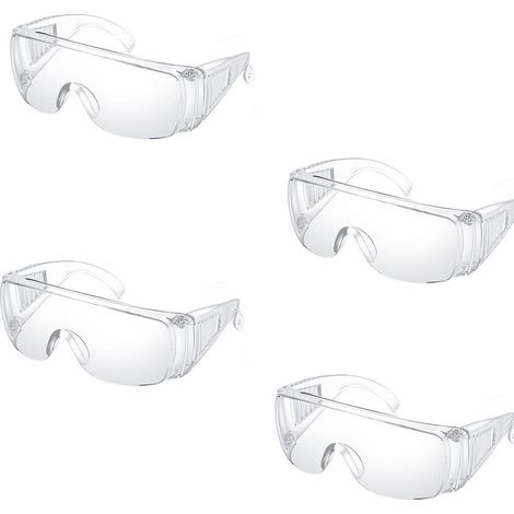 Sollbry 4 Pcs Lunettes de Sécurité, Lunettes de Protection Travail Surlunettes de Sécurité Transparentes Anti-Buée Anti-Rayures Surlunettes de Protection (1/5)