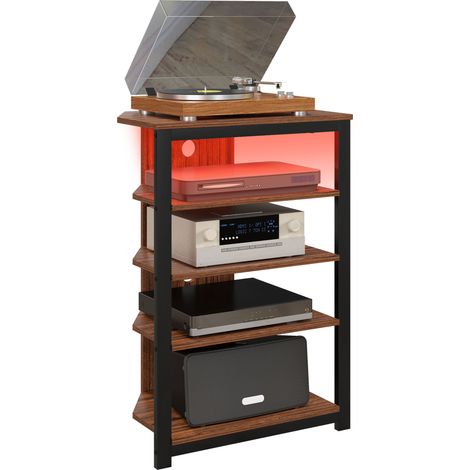 4-Tier Corner TV Stand with LED Lights and Storage,Compact Entertainment Center for TVs up to 29"-Ideal for Living Room and Bedroom
