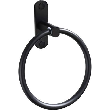 (16×10×10cm)Black Aluminum Round Towel Ring for Bathroom (1/4)