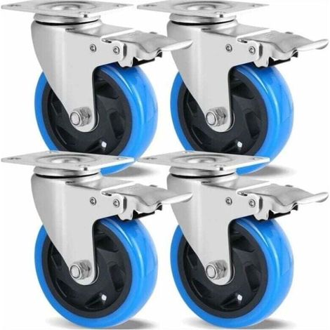 Enowelir Lot De 4 Roulettes Pivotantes 100mm Pour Meubles Avec Frein Jusqu'à 600KG Rotation 360° En Caoutchouc (1/4)
