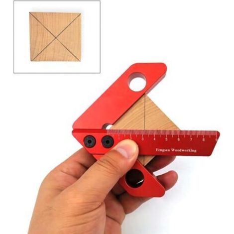 Calibre d'angle de centrage, outil de mesure pour le travail du bois, gabarit de centrage, gabarit d'angle droit 45/90 degrés, règle de charpentier (1/5)