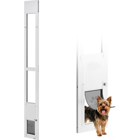 Mophorn Höhenverstellbare Hundeklappe für Glasschiebetüren von 1927 bis 2049 mm, Aluminiumrahmen mit Klappe und Drehscharnier, abschließbar, geeignet für kleine Hunde, Haustiertüren (1/5)