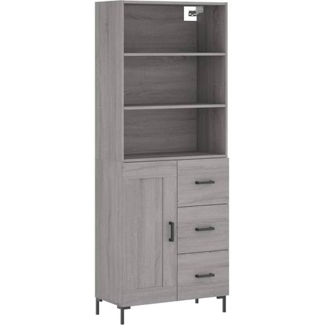 Aparador cajonera mueble almacenaje organizador cocina salón salón alto sonoma 695 x 34 x 180 cm madera de ingeniería gris 020035436