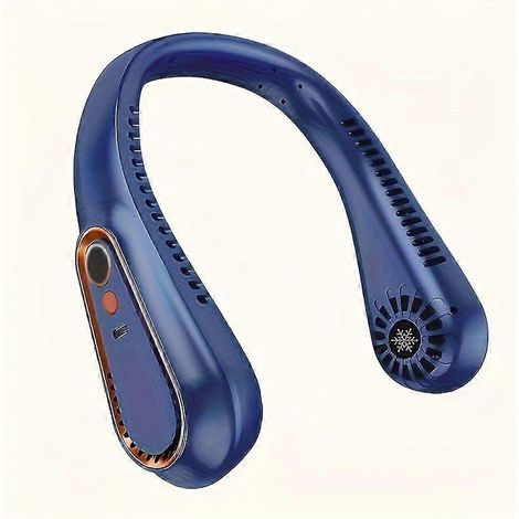 Ventilateur de cou sans pales, mini ventilateur portable rechargeable par USB avec affichage numérique, 5 vitesses pour le camping et les voyages en plein air (1/5)