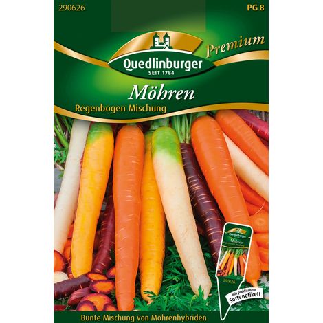 Quedlinburger Saatgut – Carottes mélange arc-en-ciel – Graines de légumes, 4 variétés hybrides orange, jaune, violet et blanc (1/2)