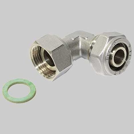 RACCORDO A COMPRESSIONE CURVO CON GIRELLO - 26 x 1"