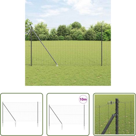 Terrassenzaun - Zaun mit Pfosten Grau 1,6 x 10 m Stahl und PVC (1/5)