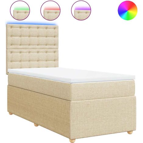 Maison Exclusive - Cama box spring con colchón tela color crema 1 (1/5)