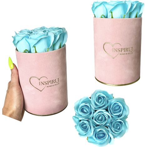 Flowerbox Inspiruj - Rosa Box mit Seifenrosen - Nr. 2 Hellblau (1/5)