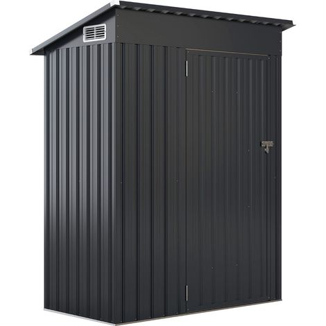 Capannone per attrezzi per tutte le stagioni 150 x 90,5 x 185 cm con ventilazione tetto spiovente stile moderno ferro zincato grigio 200015203