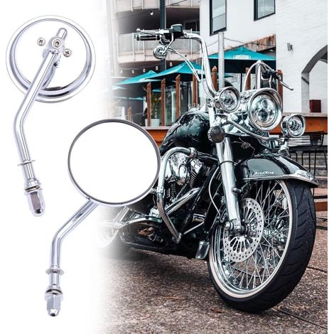Motorrad Rückspiegel Chrom Rund M8 für Harley Davidson, 360° schwenkbar (1/5)