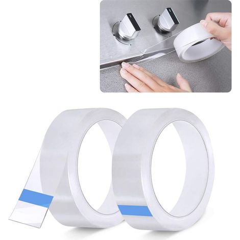 2 Rouleaux Bande Etancheite Autocollante Imperméable,PVC Ruban Adhesif de Scellage Mural,Douche,Toilette,50mm5m (1/5)